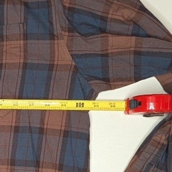Columbia Mens XXL Brown Blue Plaid Cotton Long Sleeve Button Up Shirt 69724 - Picture 4 of 6